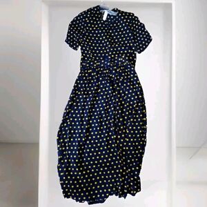 JH Collectibles 2 PC Dress Size 6 Yellow Polkadot On Black